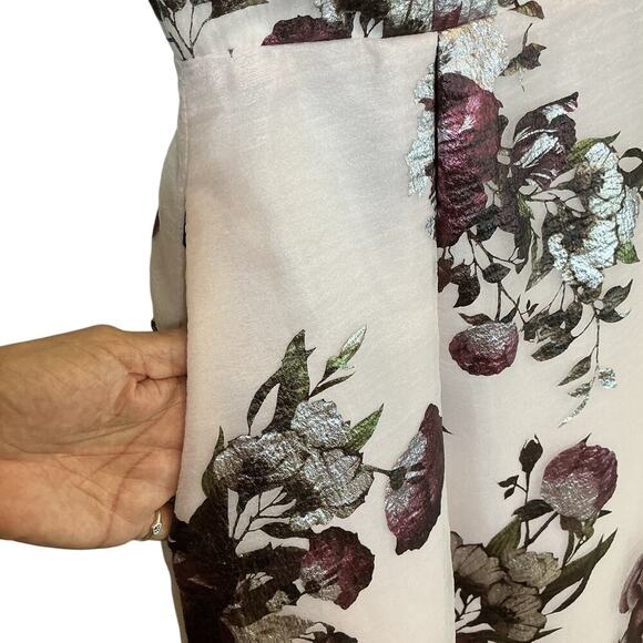 CRYSTAL DOLL Pink Metallic Floral Deep V-Neck Ball Gown Prom Bridesmaid Sz 3 - Picture 7 of 15